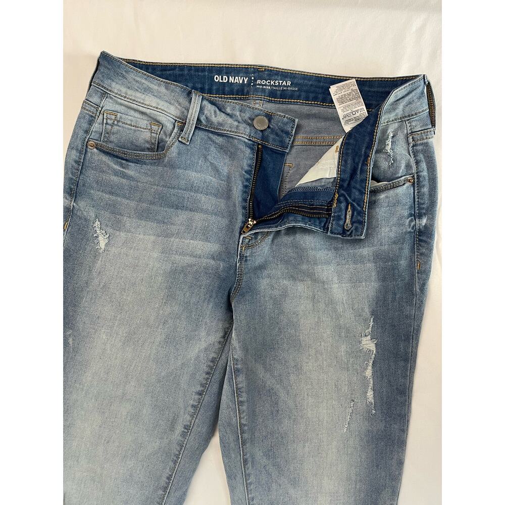 Old Navy Rockstar Mid Rise Distressed Light Wash Skinny Jeans Size 8 Regular - Picture 5 of 11